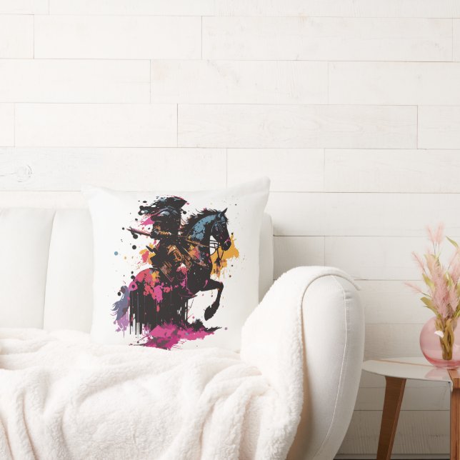 Cojín Decorativo Caballo de guerrero en acuarela (Sofá)