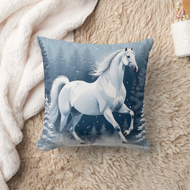 Cojín Decorativo Caballo de invierno blanco mágico (Manta)
