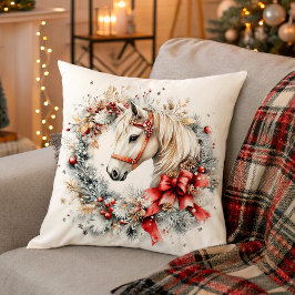 Cojín Decorativo Caballo de invierno en bosques helados