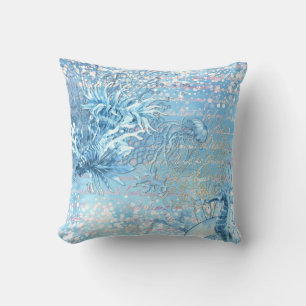 Cojín Decorativo Caballo de mar medusas azul turquesa sueños místic