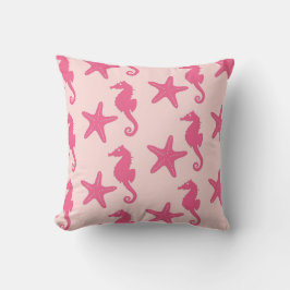 Cojín Decorativo Caballo de mar y pez estrella - rosa coral