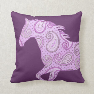 Cojín Decorativo Caballo De Paisley Púrpura