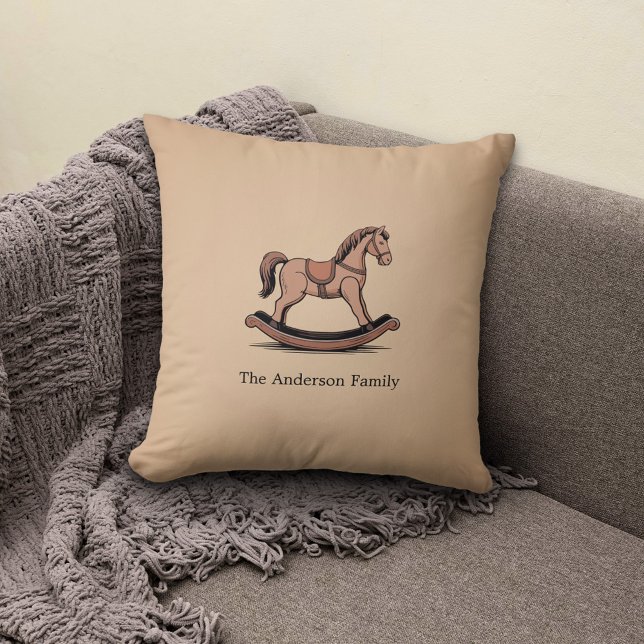 Cojín Decorativo Caballo de Rocas - Juguetes de Madera (Rocking Horse Pillow)