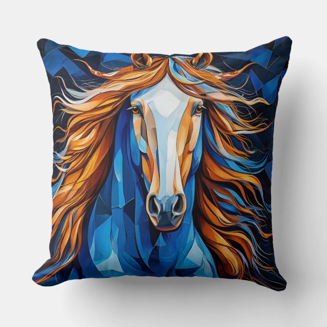 Cojín Decorativo Caballo de Vidrio Emplomado (Anverso)