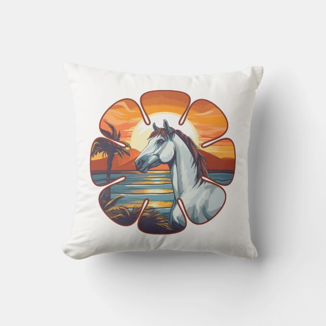 Cojín Decorativo Caballo del atardecer (Anverso)