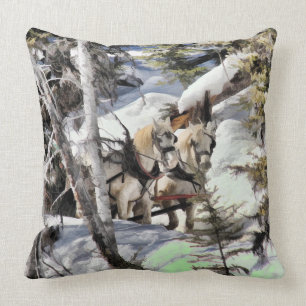 Cojín Decorativo Caballo dibujado Wintery Sleigh