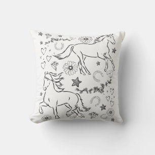 Cojín Decorativo Caballo Doodle Coloréame 