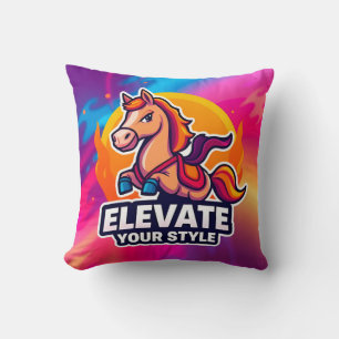 Cojín Decorativo Caballo Elegante Sobre un Fondo Artístico Vibrante
