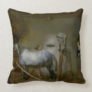 Cojín Decorativo Caballo en un establo, c.1652-54 (aceite en el