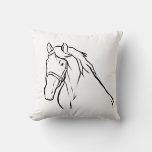 Cojín Decorativo Caballo Equitación Poni Vaquero Occidental Negro B