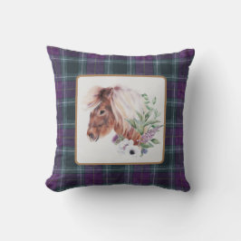 Cojín Decorativo Caballo Floral de Tartán