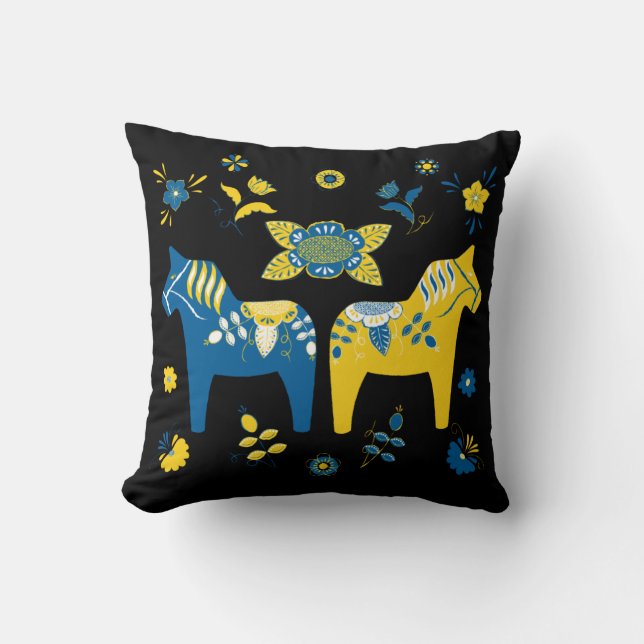 Cojín Decorativo Caballo Folk Dala Sueco (Anverso)