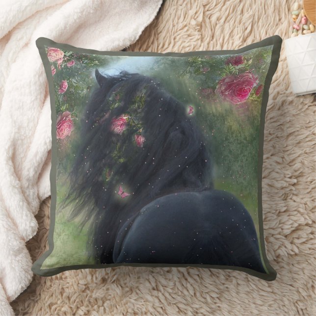 Cojín Decorativo Caballo Friesiano de Belleza Negra - Pillow (Manta)