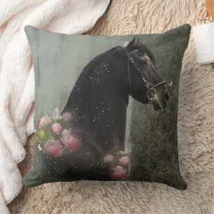 Cojín Decorativo Caballo Friesiano de Belleza Negra - Pillow