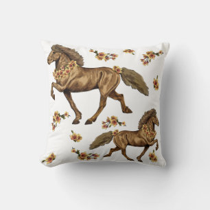 Cojín Decorativo Caballo islandés y flores de los años 30