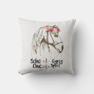Cojín Decorativo Caballo Lindo Boho Ecuestre Blanco Occidental País