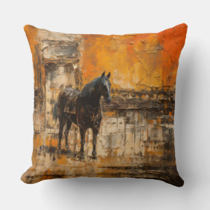 Cojín Decorativo Caballo majestuoso al atardecer abstracto