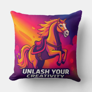 Cojín Decorativo Caballo Majestuoso con Arte Digital Inspirador