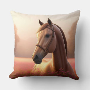 Cojín Decorativo Caballo majestuoso de pie en un prado vibrante