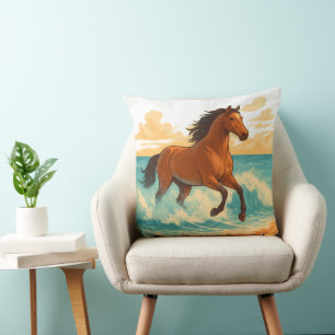 Cojín Decorativo Caballo Majestuoso Elevándose del Poder y la Liber