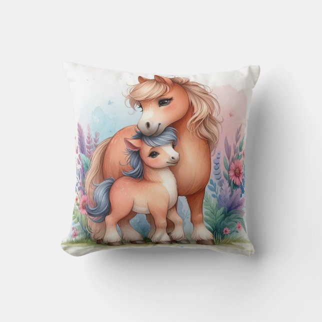 Cojín Decorativo Caballo Mamá y Bebé (Anverso)