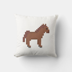 Cojín Decorativo Caballo marrón de arte de píxeles Retro 8-Bit