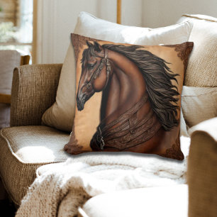 Cojín Decorativo Caballo marrón ecuestres del País Occidental de Co