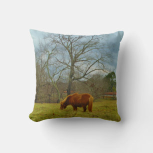 Cojín Decorativo Caballo miniatura marrón, cielo azul nublado