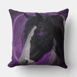 Cojín Decorativo Caballo Místico Luna Púrpura
