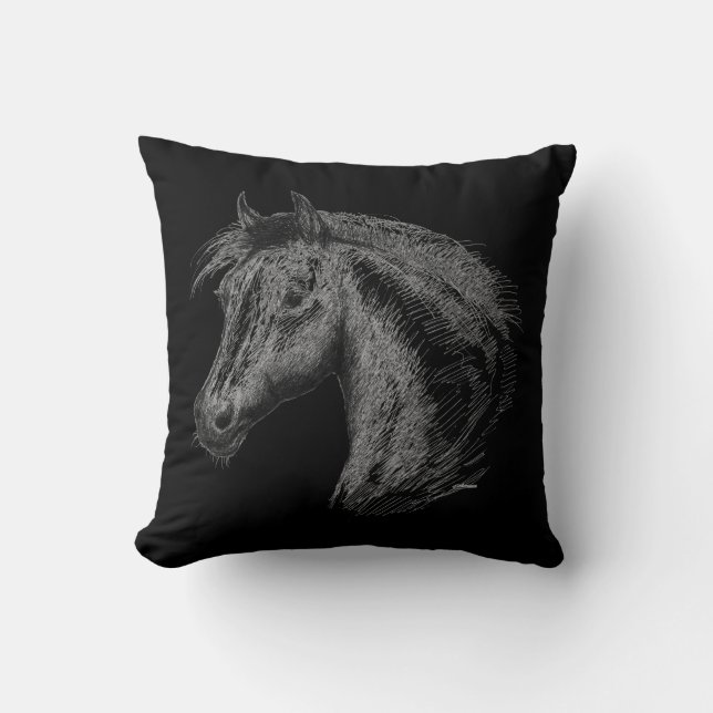 Cojín Decorativo Caballo: negro (Anverso)