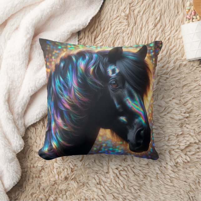 Cojín Decorativo Caballo negro con mango irlandés (Manta)