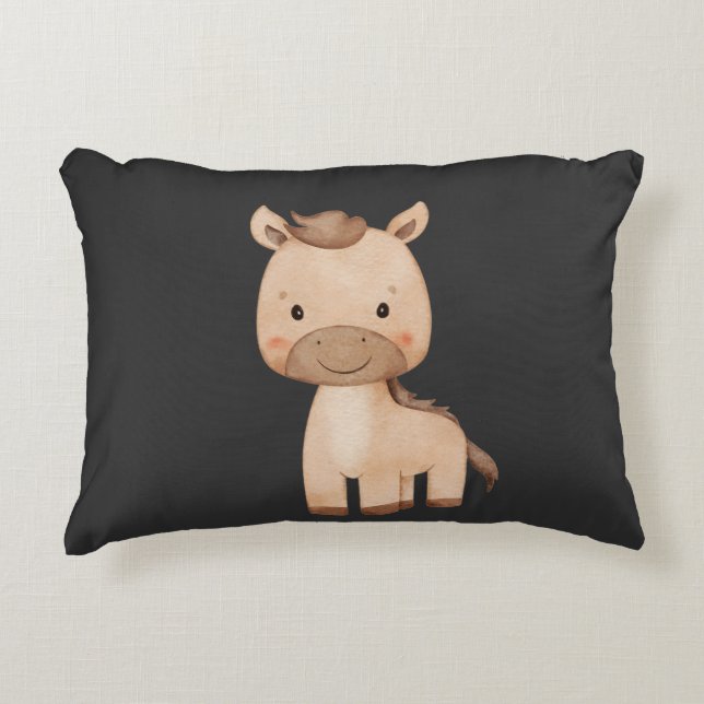 Cojín Decorativo Caballo Negro Lindo  (Anverso)