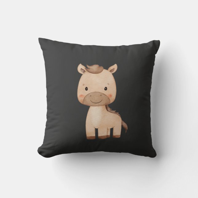 Cojín Decorativo Caballo Negro Lindo  (Anverso)