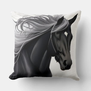 Cojín Decorativo Caballo Negro Magnífico