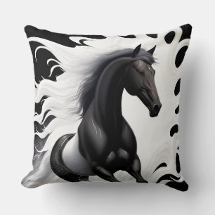 Cojín Decorativo Caballo negro magnífico