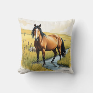 Cojín Decorativo Caballo Pastoral en tonos de tierra