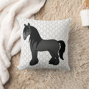 Cojín Decorativo Caballo Personalizado de Black Gypsy Vanner Clydes