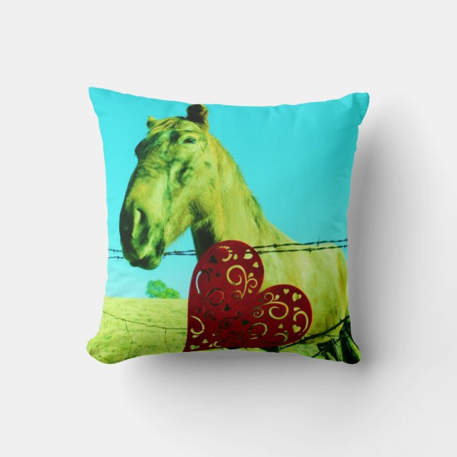 Cojín Decorativo Caballo Retro Corazón de San Valentín (Anverso)