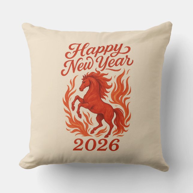 Cojín Decorativo Caballo Rojo 2026 (Anverso)