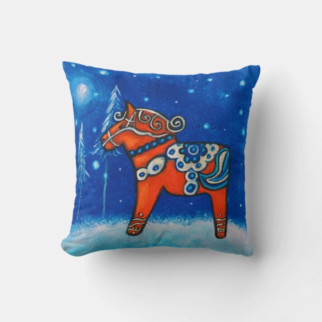 Cojín Decorativo Caballo rojo sueco dala arte caprichoso (Anverso)