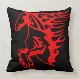 Cojín Decorativo Caballo salvaje del Bronco Rojo Flamante Mustang