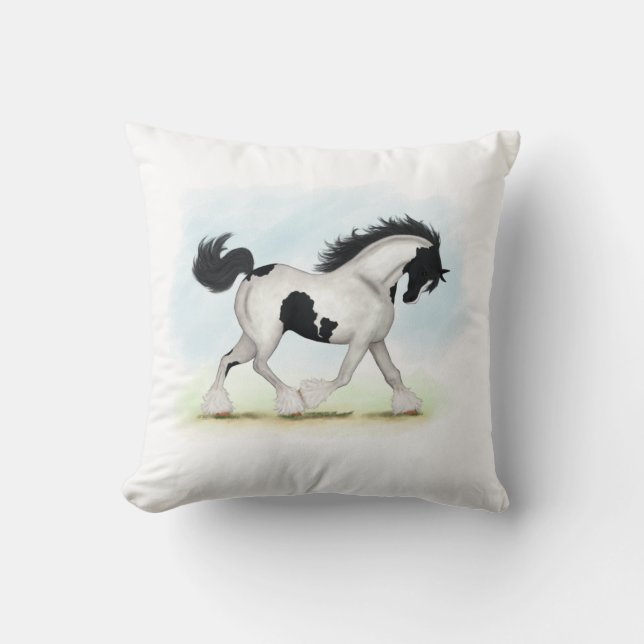 Cojín Decorativo Caballo Tobiano Gypsy Vanner (Anverso)