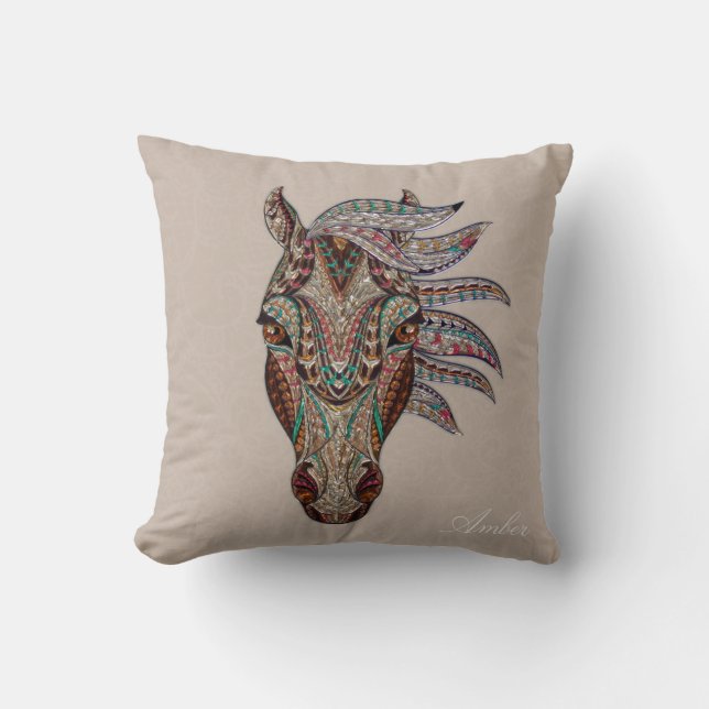 Cojín Decorativo Caballo tribal (Anverso)