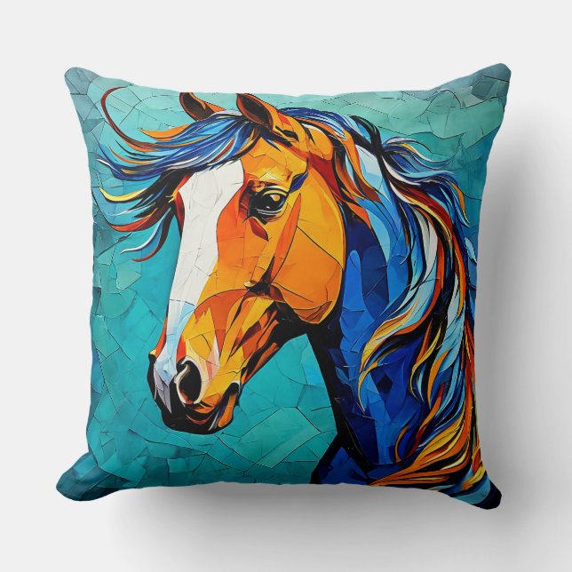 Cojín Decorativo Caballo Vidrio Emplomado (Anverso)