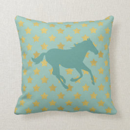Cojín Decorativo Caballo y estrellas - azules cielos y de oro