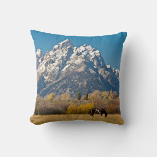 Cojín Decorativo Caballo y Grand Tetons, Rancho Moose Head