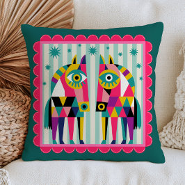 Cojín Decorativo Caballos abstractos retro con ojos malvados maxima