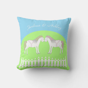 Cojín Decorativo Caballos Blancos Hermosos para Bodas Personalizado