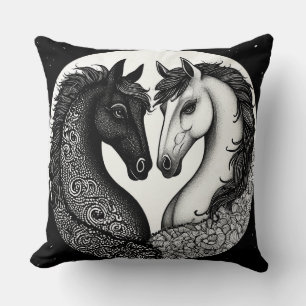 Cojín Decorativo Caballos blancos y negros