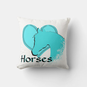 Cojín Decorativo Caballos de Corazón III (aqua)